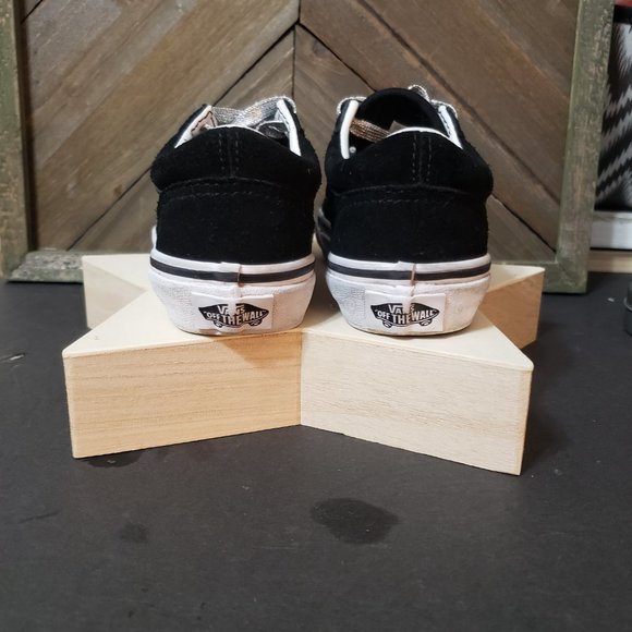 Vans Black Suede Black Glitter Stripe Silver Glitter Laces Kids Size 11 - Picture 6 of 9